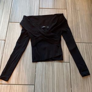Black DO+BE off the shoulder long sleeve top